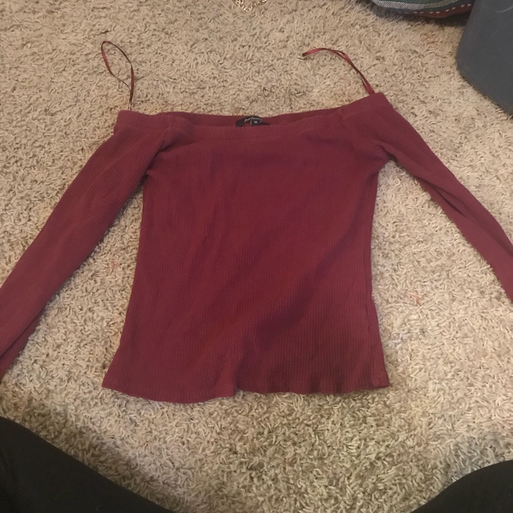 maroon off the shoulder top